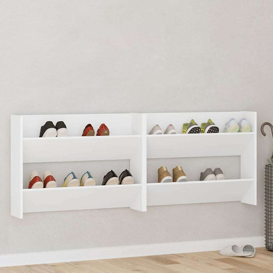 Vidaxl wandschoenenkasten 2 st 80x18x60 cm spaanplaat wit