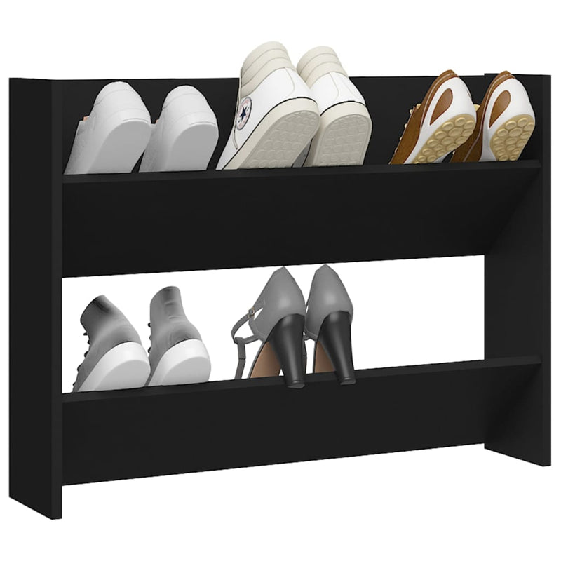 Load image into Gallery viewer, Vidaxl wandschoenenkast 80x18x60 cm bewerkt hout zwart
