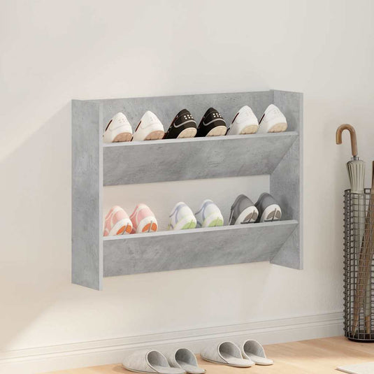 Vidaxl wandschoenenkast 80x18x60 cm bewerkt hout betongrijs