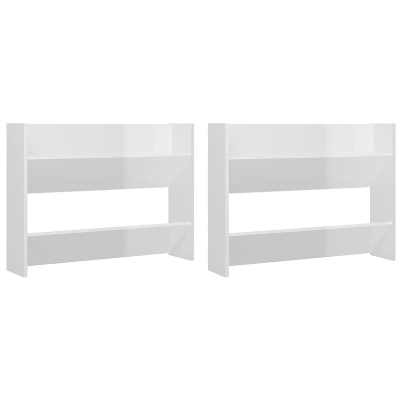 Load image into Gallery viewer, VidaXL Wandschoenenkasten 2 st 80x18x60 cm bewerkt hout hoogglans wit
