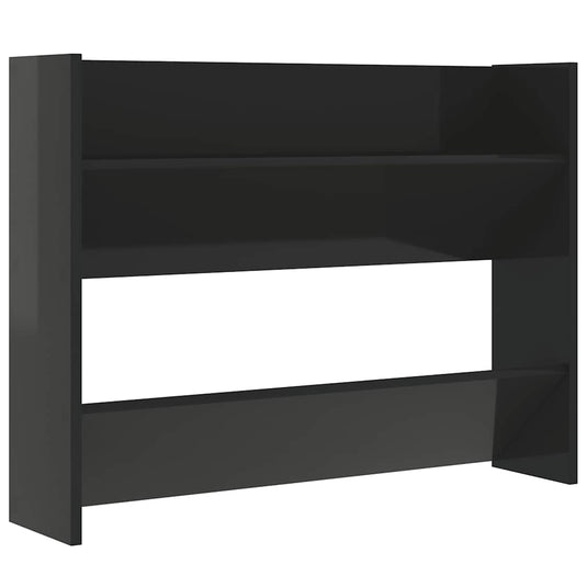 Vidaxl wandschoenenkast 80x18x60 cm bewerkt hout hoogglans zwart