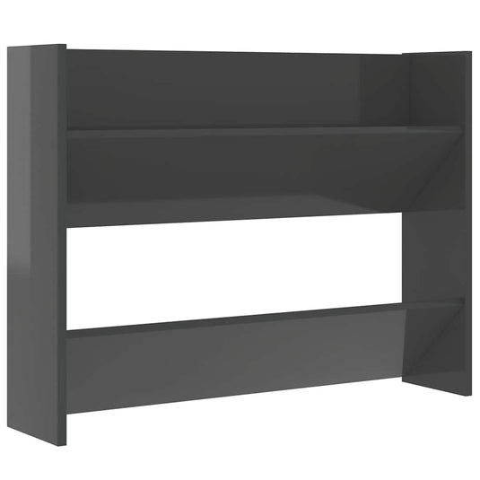 Vidaxl wandschoenenkast 80x18x60 cm bewerkt hout hoogglans grijs