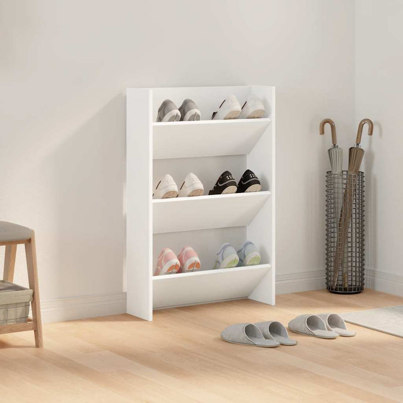 Cargue la imagen en el visor de la galería, Vidaxl wandschoenenkast 60x18x90 cm spaanplaat wit
