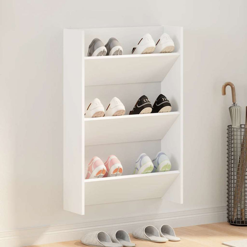 Cargue la imagen en el visor de la galería, Vidaxl wandschoenenkast 60x18x90 cm spaanplaat wit
