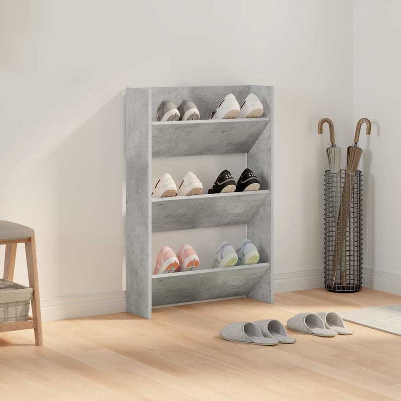 Cargue la imagen en el visor de la galería, Vidaxl wandschoenenkast 60x18x90 cm spaanplaat betongrijs

