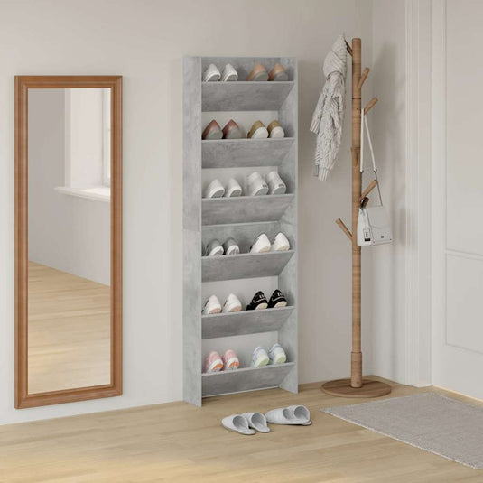Vidaxl wandschoenenkasten 2 st 60x18x90 cm spaanplaat betongrijs