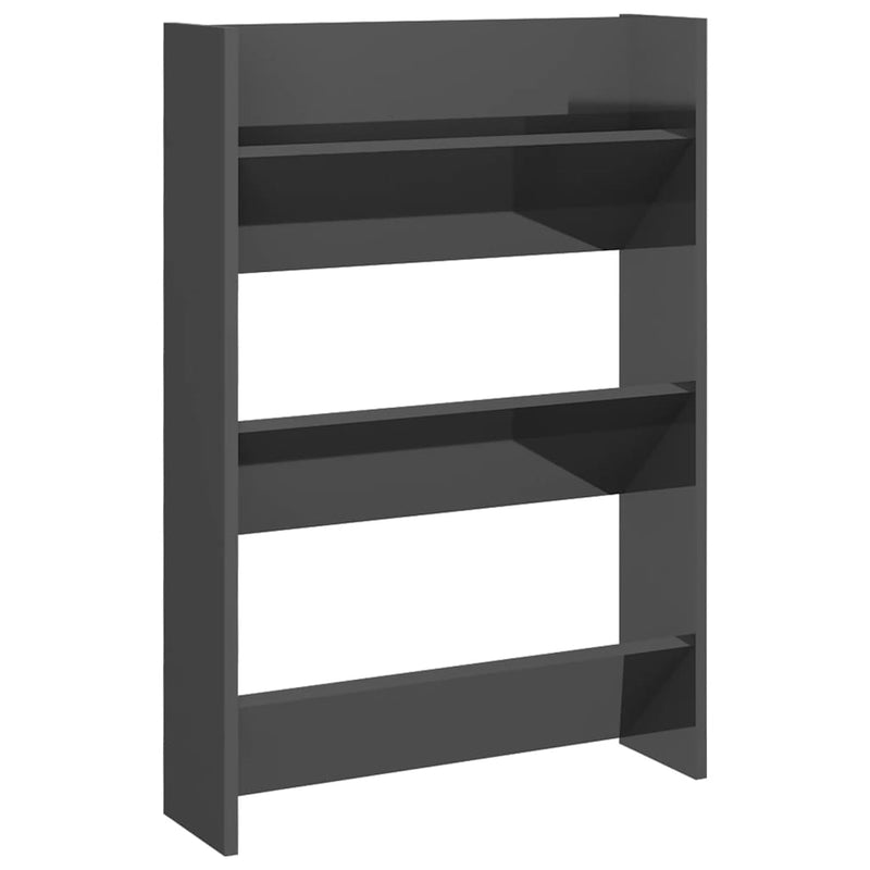 Load image into Gallery viewer, Vidaxl wandschoenenkast 60x18x90 cm bewerkt hout hoogglans grijs
