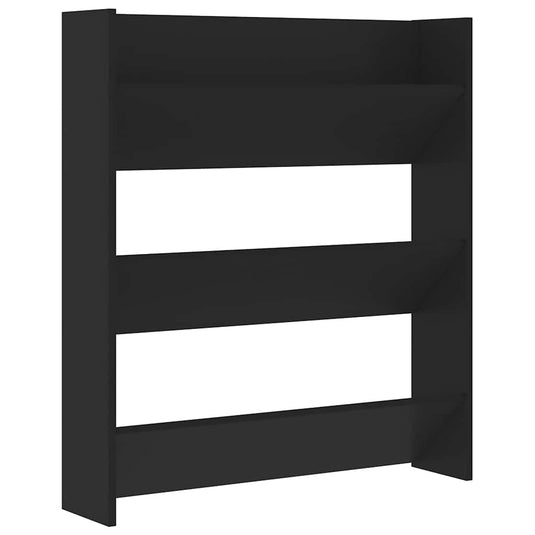 Vidaxl wandschoenenkast 80x18x90 cm bewerkt hout zwart
