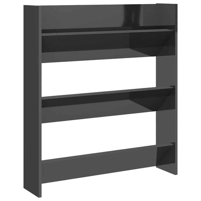 Load image into Gallery viewer, VidaXL Wandschoenenkast 80x18x90 cm bewerkt hout hoogglans grijs
