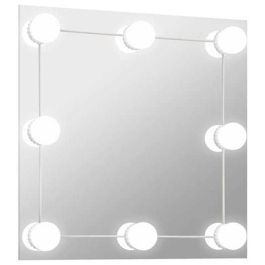 Vidaxl wandspiegel met led-lampen vierkant glas