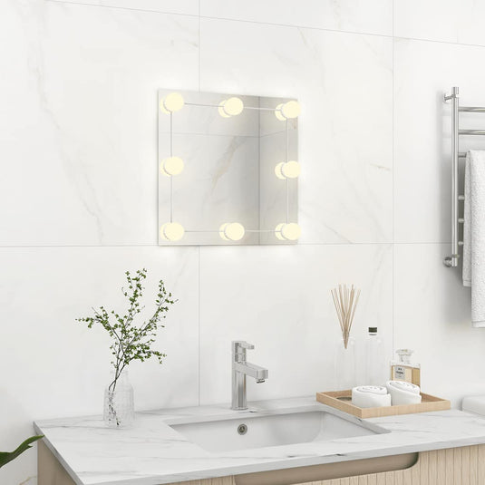 Vidaxl wandspiegel met led-lampen vierkant glas