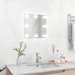 Vidaxl wandspiegel met led-lampen vierkant glas