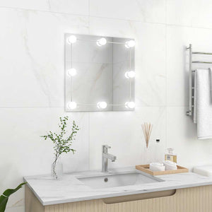 Vidaxl wandspiegel met led-lampen vierkant glas