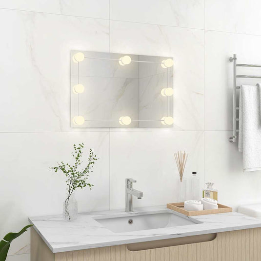 Vidaxl wandspiegel met led-lampen rechthoekig glas