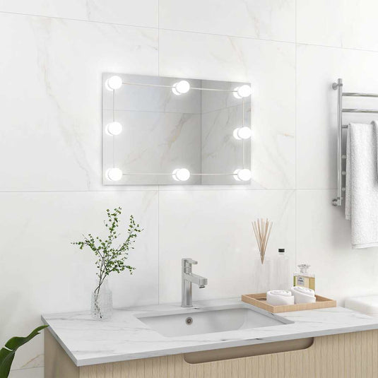 Vidaxl wandspiegel met led-lampen rechthoekig glas