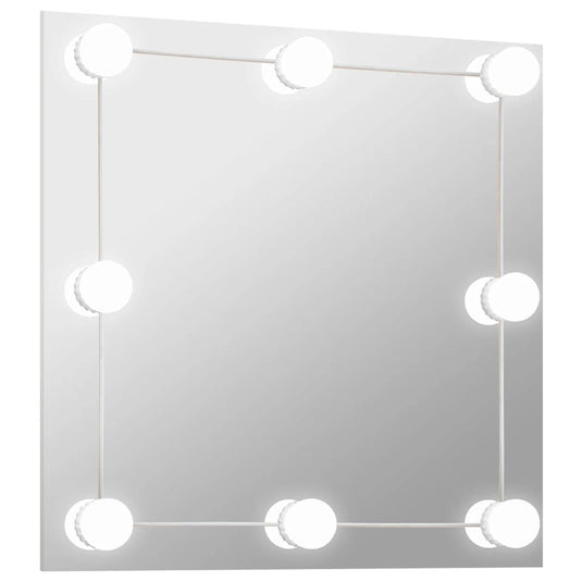 Vidaxl wandspiegel met led-lampen vierkant glas