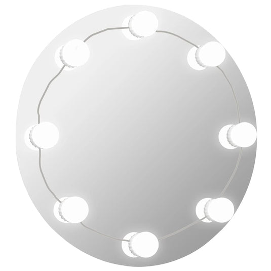 Vidaxl wandspiegel met led-lampen rond glas