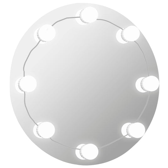 Vidaxl wandspiegel met led-lampen rond glas