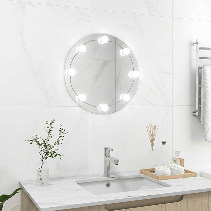 Load image into Gallery viewer, Vidaxl wandspiegel met led-lampen rond glas
