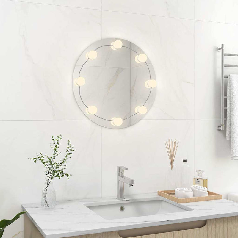 Load image into Gallery viewer, Vidaxl wandspiegel met led-lampen rond glas
