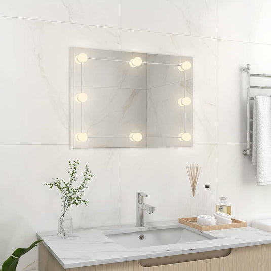 Vidaxl wandspiegel zonder lijst met led-lampen rechthoekig glas