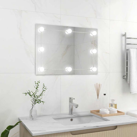 Vidaxl wandspiegel zonder lijst met led-lampen rechthoekig glas