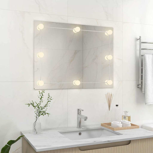 Vidaxl wandspiegel zonder lijst met led-lampen rechthoekig glas