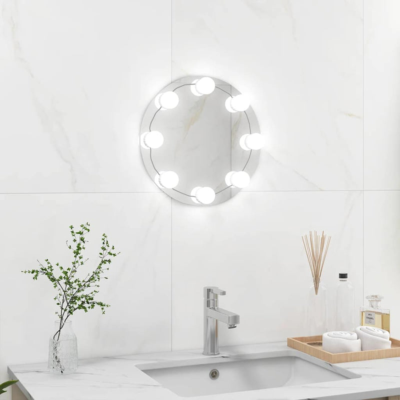 Load image into Gallery viewer, Vidaxl wandspiegel zonder lijst met led-lampen rond glas
