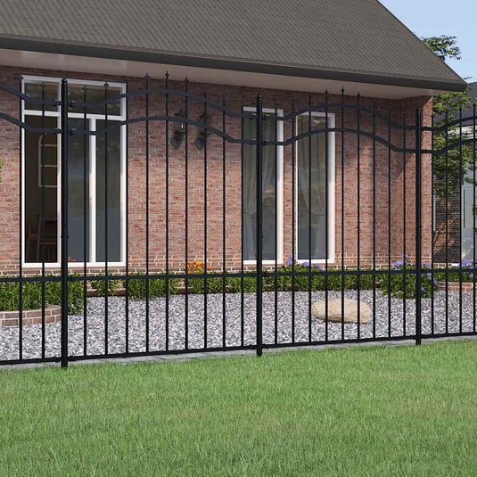 Vidaxl tuinhek met speerpunt zwart 239x150 cm gepoedercoat staal