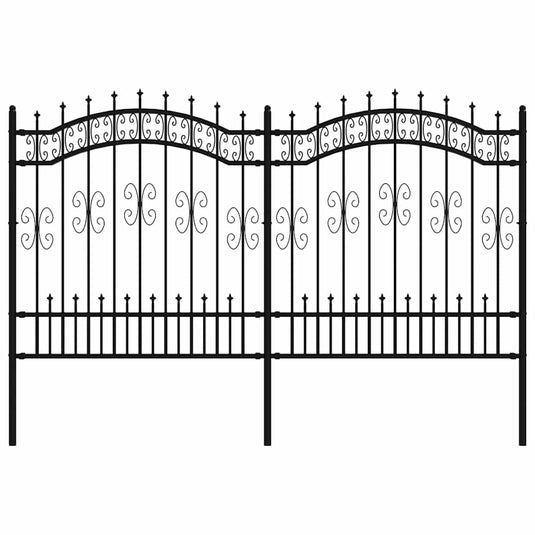 Vidaxl tuinhek met speerpunt zwart 240x125 cm gepoedercoat staal