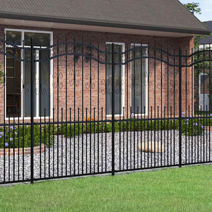 Vidaxl tuinhek met speerpunt zwart 240x175cm gepoedercoat staal