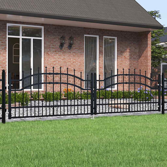 Vidaxl hekpoort met speerpunt zwart 305x75 cm gepoedercoat staal