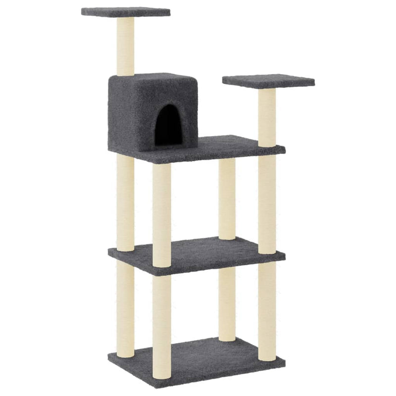 Afbeelding laden in galerijviewer, Vidaxl kattenkrabpaal met sisal krabpalen 118,5 cm donkergrijs
