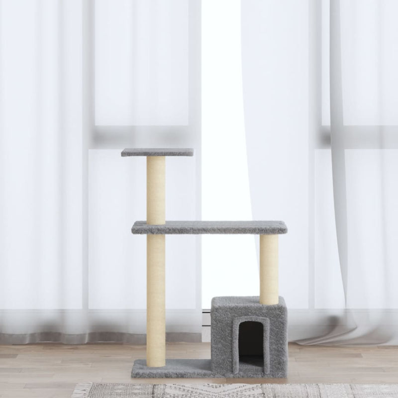 Load image into Gallery viewer, Vidaxl kattenkrabpaal met sisal krabpalen 70 cm lichtgrijs
