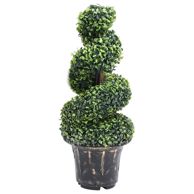 Laden Sie das Bild in Galerie -Viewer, Vidaxl kunstplant met pot buxus spiraal 89 cm groen
