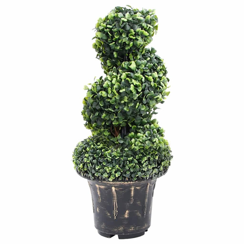 Laden Sie das Bild in Galerie -Viewer, Vidaxl kunstplant met pot buxus spiraal 59 cm groen
