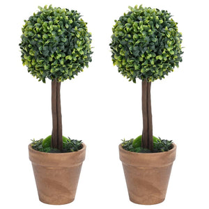 Vidaxl kunstplanten met pot 2 st buxus bolvorming 33 cm groen