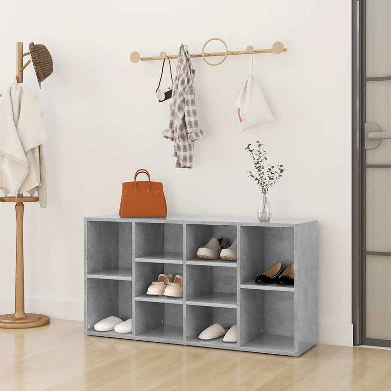 Load image into Gallery viewer, Vidaxl schoenenbank 103x30x55 cm bewerkt hout betongrijs
