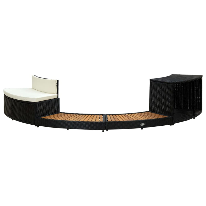 Load image into Gallery viewer, Vidaxl spa-ombouw poly rattan en massief acaciahout zwart
