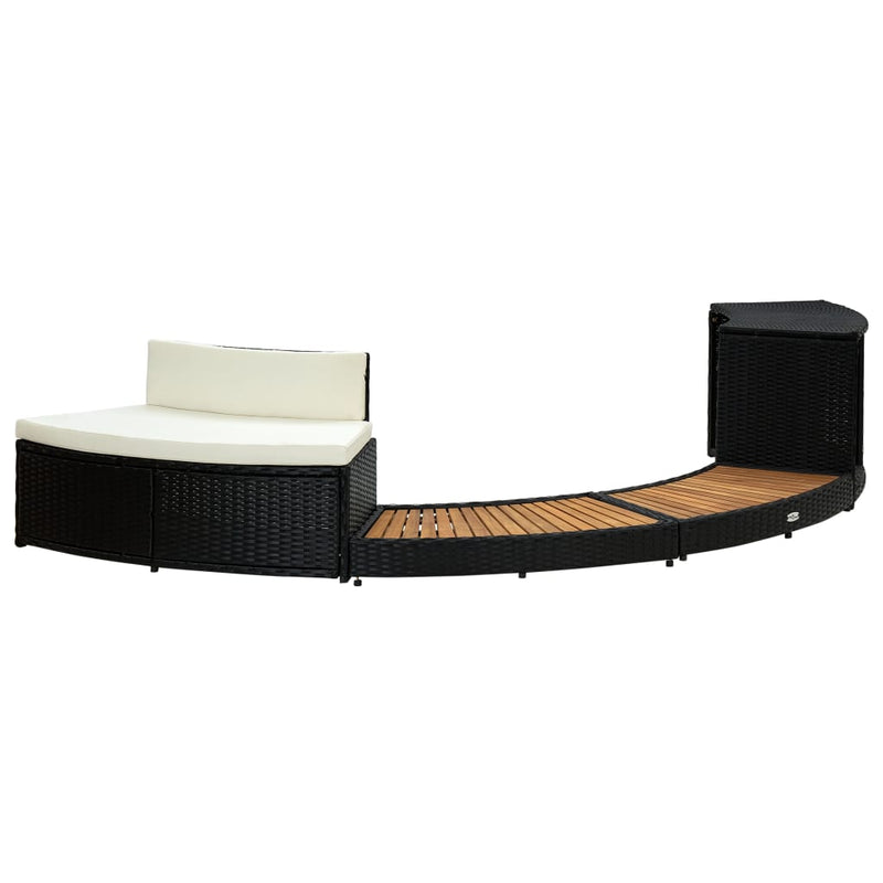 Load image into Gallery viewer, Vidaxl spa-ombouw poly rattan en massief acaciahout zwart

