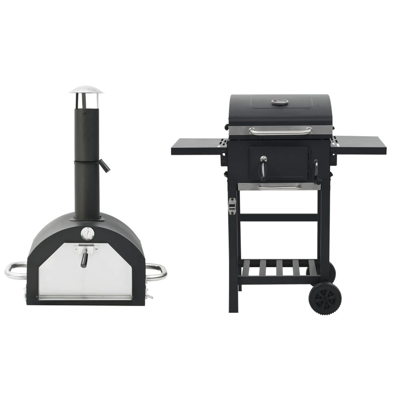 Load image into Gallery viewer, VidaXL Pizzaoven en barbecue 3-in-1 zwart
