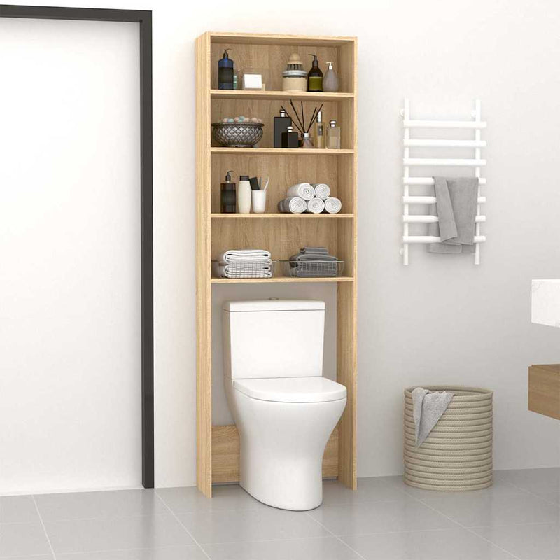 Load image into Gallery viewer, VidaXL Wasmachinekast 64x24x190 cm wit en sonoma eikenkleurig
