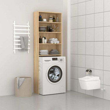Vidaxl wasmachinekast 64x24x190 cm wit en sonoma eikenkleurig