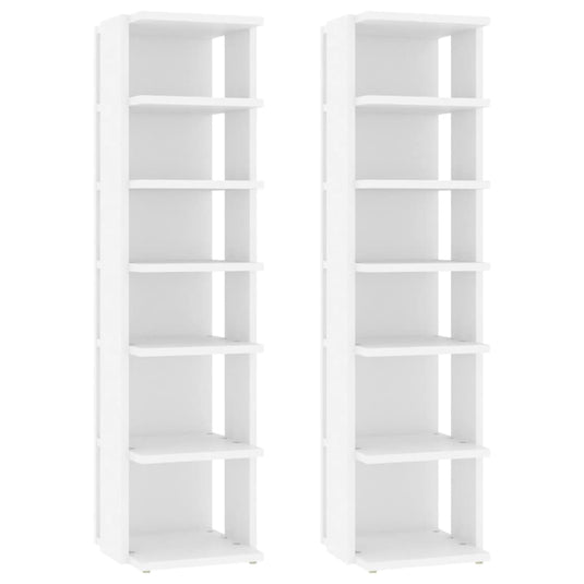 Vidaxl schoenenkasten 2 st 27,5x27x102 cm bewerkt hout wit