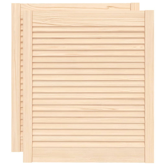 Vidaxl kastdeuren met lamellen 2 st 69x59,4 cm massief grenenhout