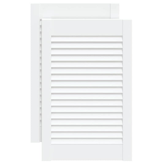 Vidaxl kastdeuren met lamellen 2 st 61,5x39,4 cm grenenhout wit