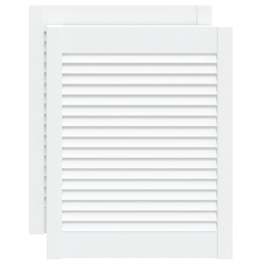 Vidaxl kastdeuren met lamellen 2 st 61,5x49,4 cm grenenhout wit