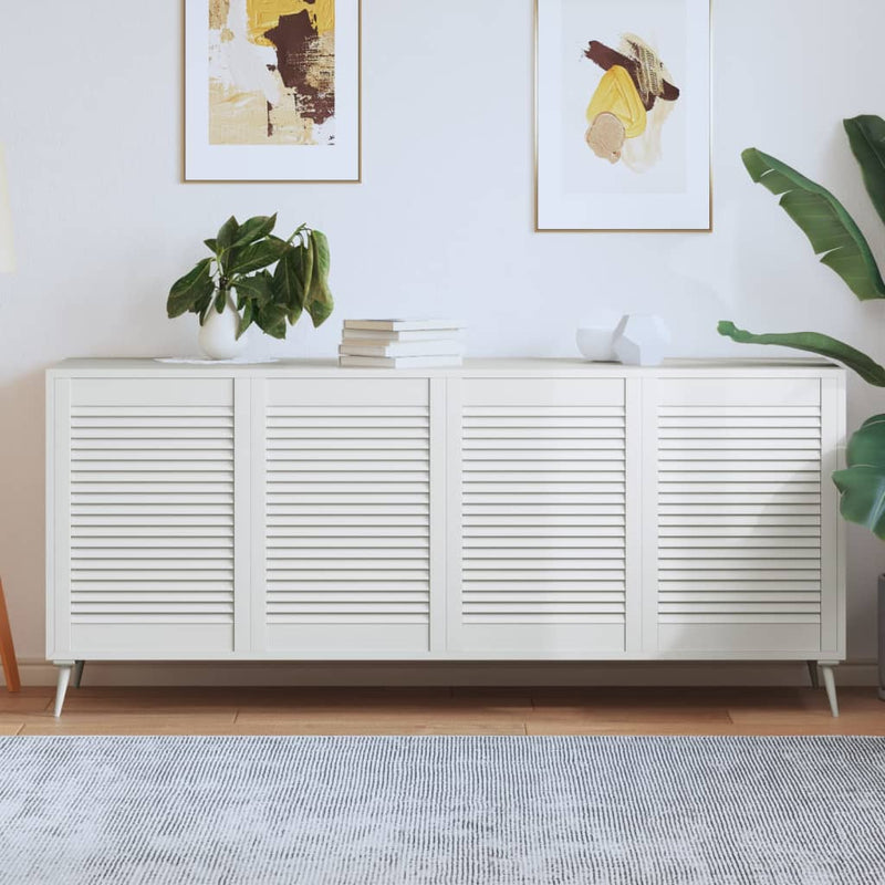 Load image into Gallery viewer, Vidaxl kastdeuren met lamellen 4 st 69x49,4 cm massief grenenhout wit
