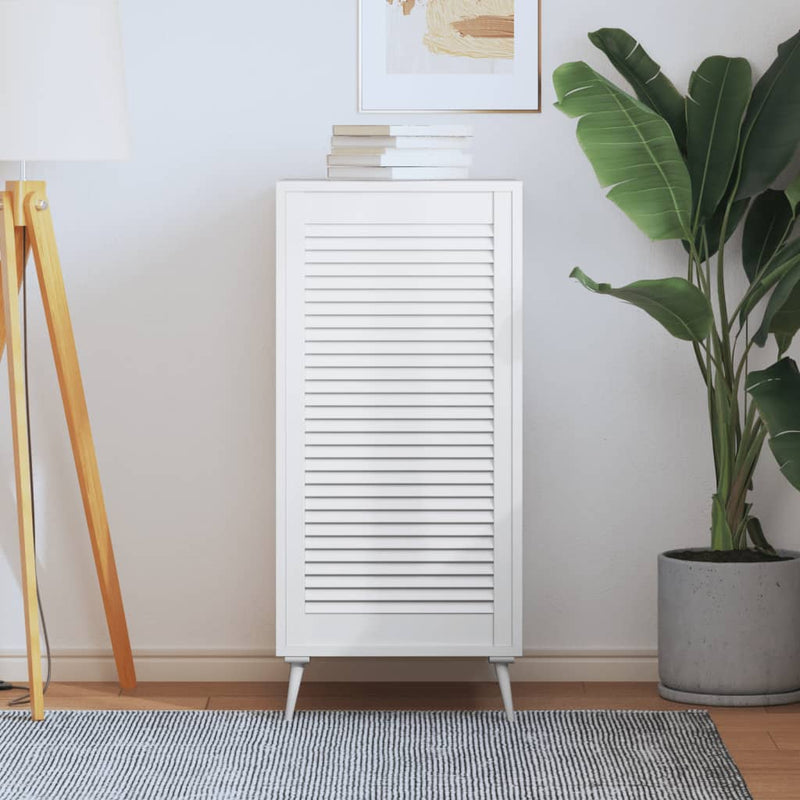 Load image into Gallery viewer, Vidaxl kastdeur met lamellen 99,3x49,4 cm massief grenenhout wit
