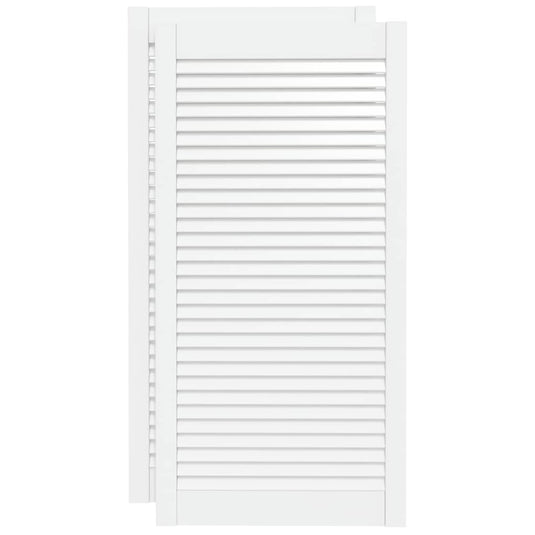 Vidaxl kastdeuren met lamellen 2 st 99,3x49,4 cm grenenhout wit